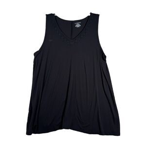 Lane Bryant Shirt Womens 18/20 Black Lace‎ Trim Jersey Tank Neutral Minimalist